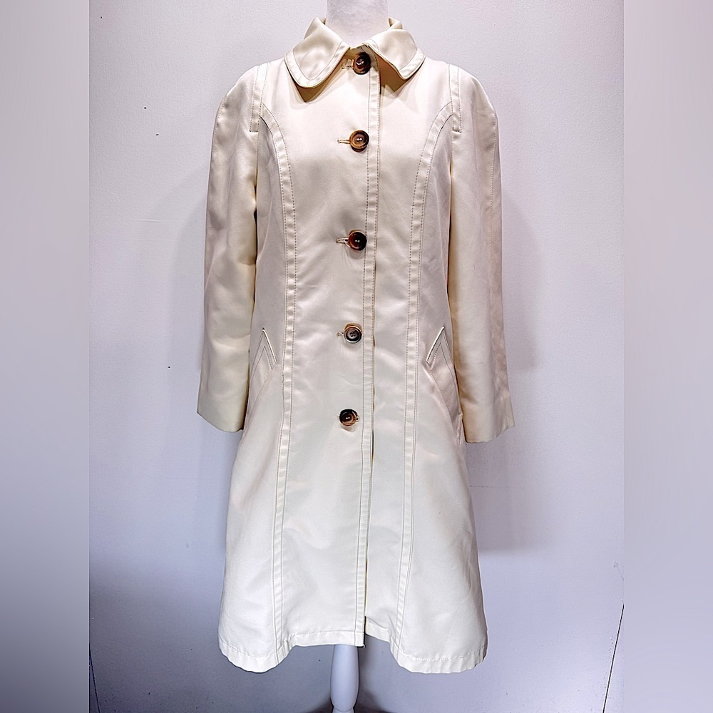 Vintage 70s 80s London Fog Maincoats Ivory Trenchcoat Women’s Classic USA Made